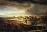 REMBRANDT Harmenszoon van Rijn, Landscape with a Coach